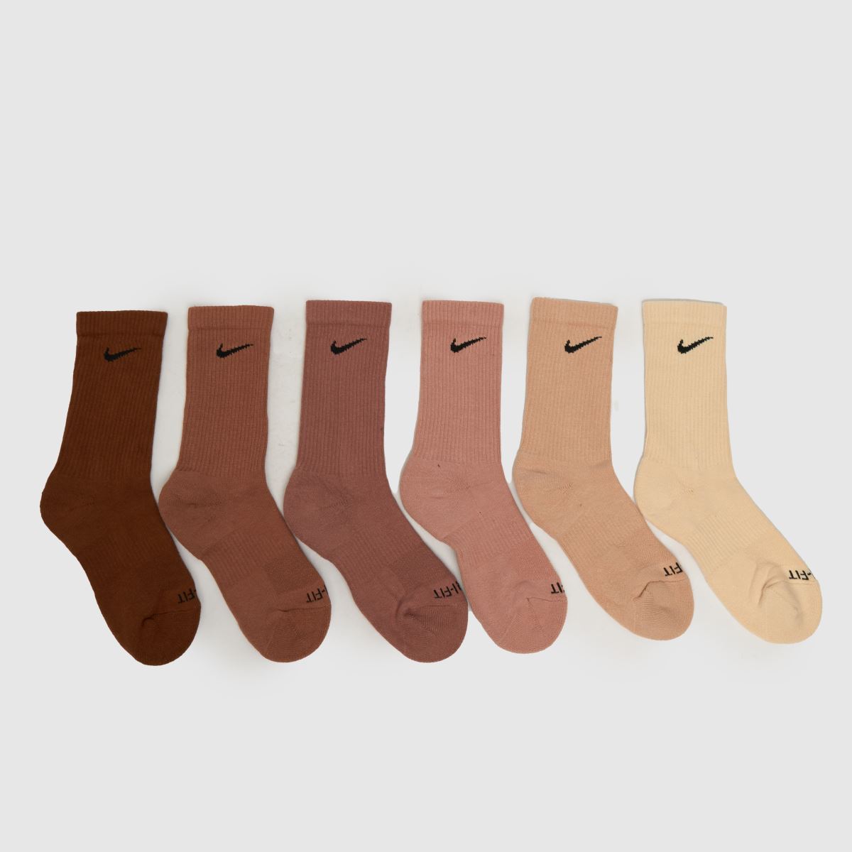 schuh Nike Kids Crew Socks 6 Pack in Brown Multi