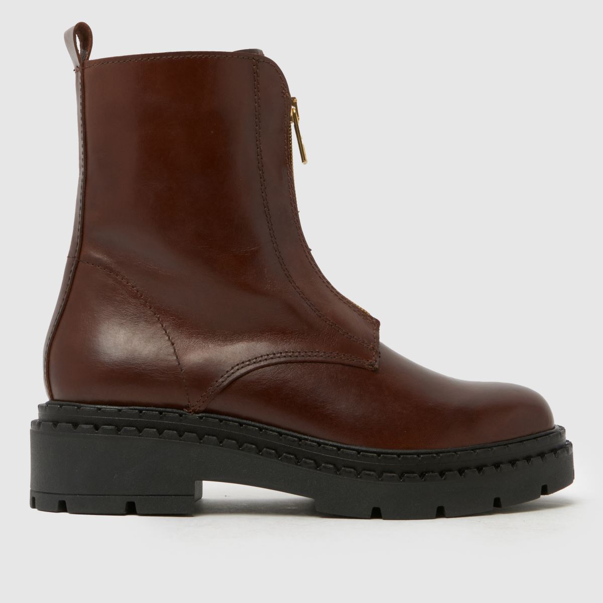 schuh schuh Amber Leather Zip in Brown