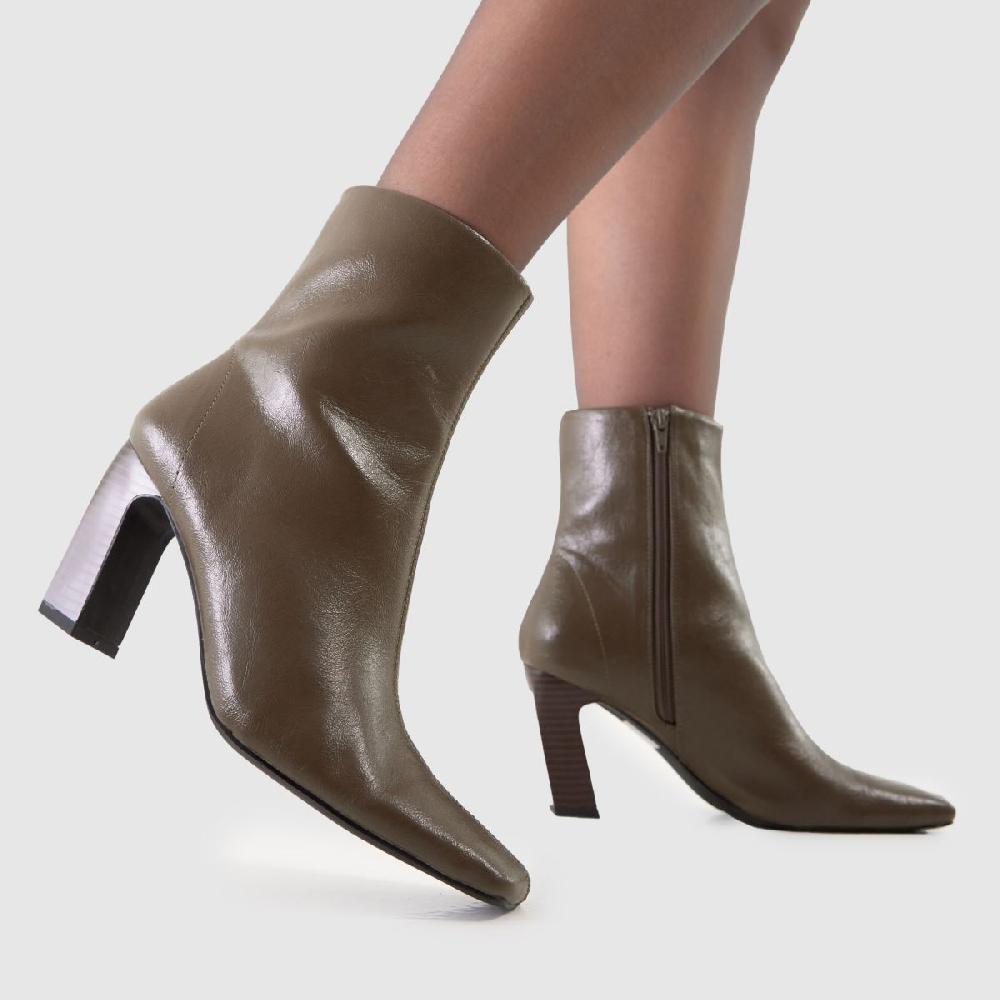 Schuh Schuh Bryson Stack Heel In Dark Green