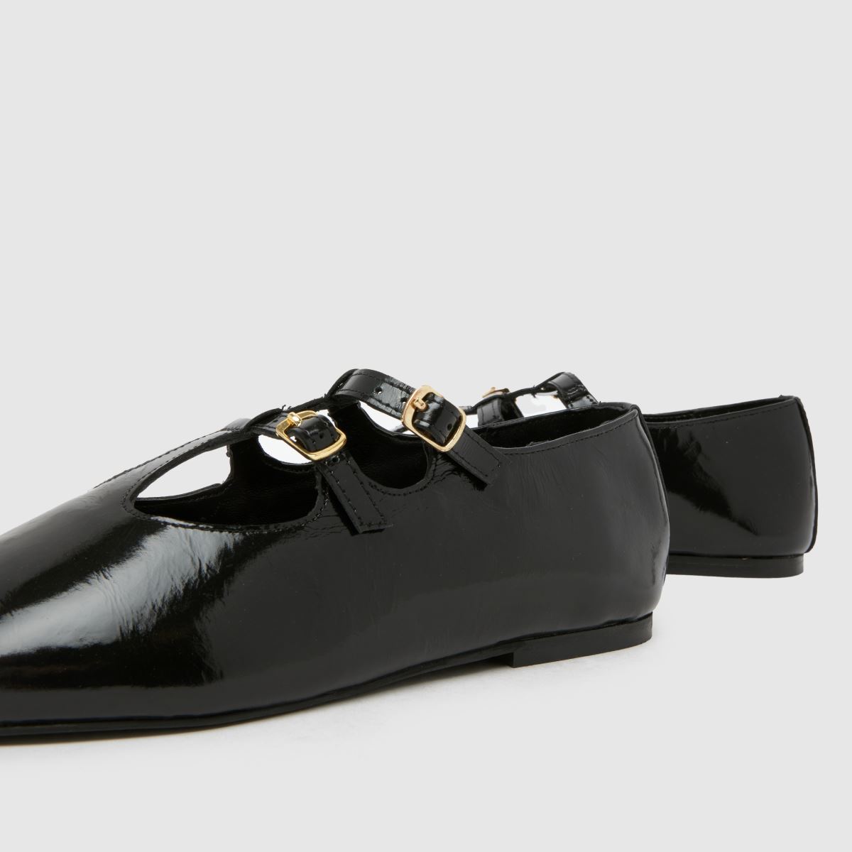 Schuh Schuh Lamp Leather T-Bar Ballerina In Black