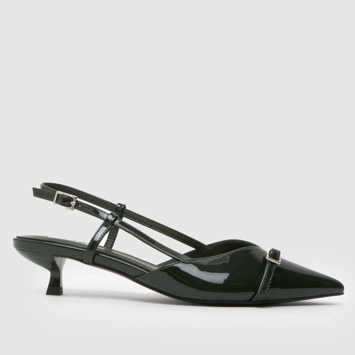 schuh schuh Sybill Buckle Kitten in Dark Green