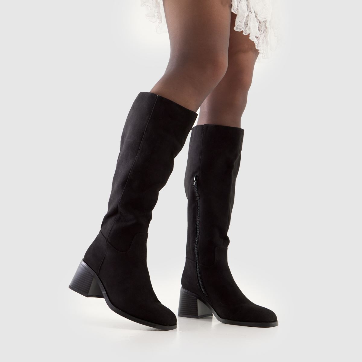 Schuh Schuh Wide Fit Dot Knee High In Black