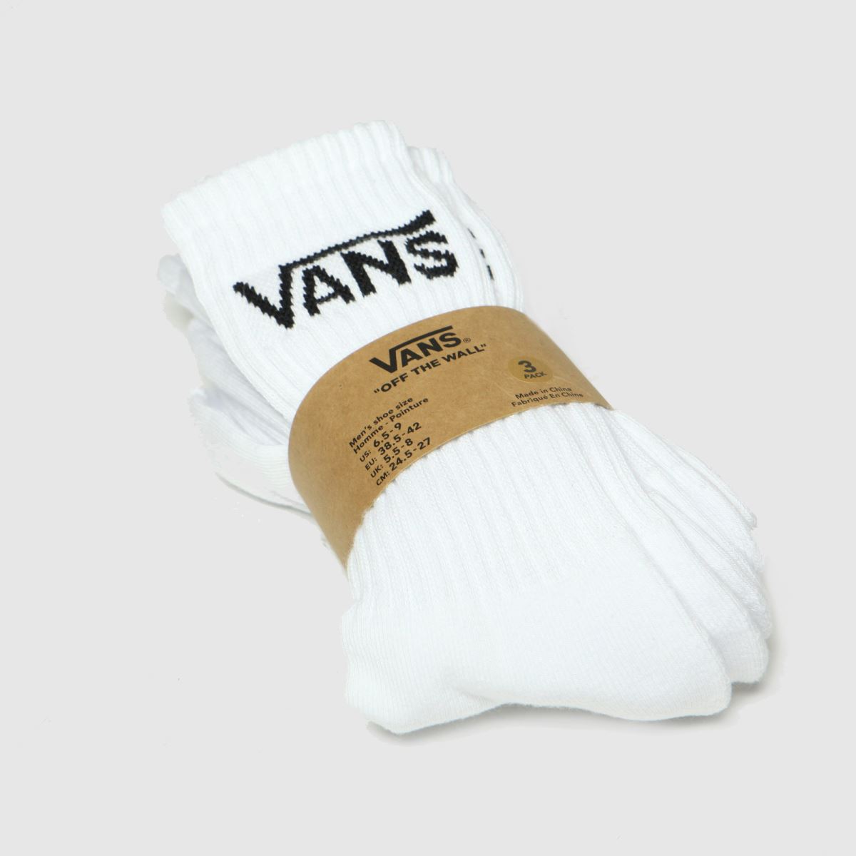 Schuh Vans Classic Crew Sock 3 Pack In White & Black