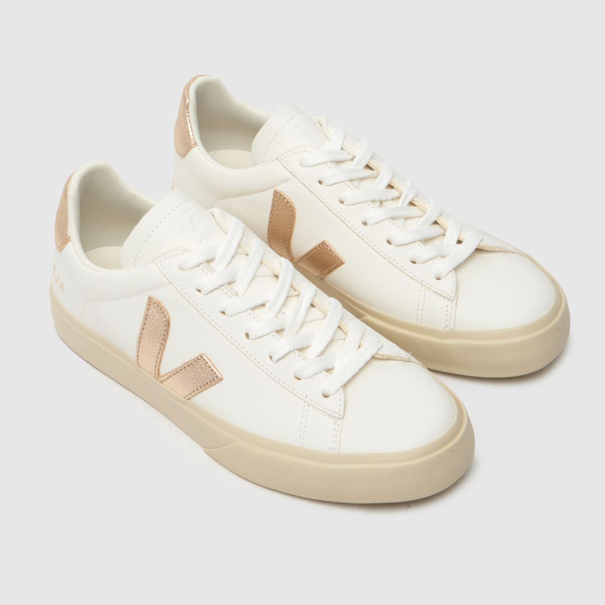 Schuh VEJA Campo In White & Gold