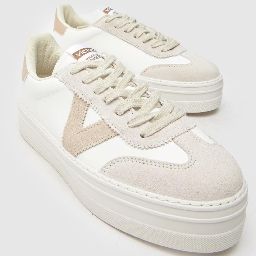 Schuh Victoria Barcelona Ciclista In White & Beige