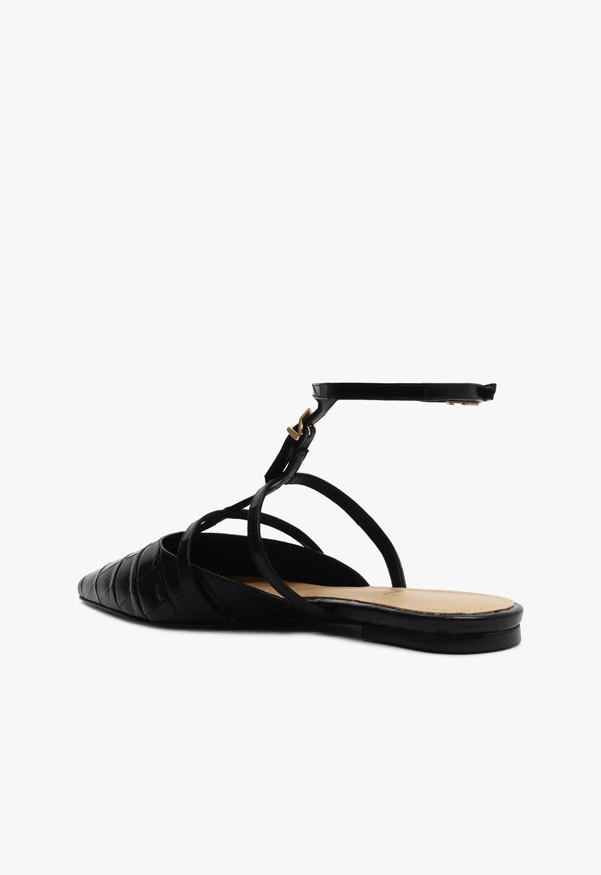 Schutz Hayden Ballet Crocodile-Embossed Leather Flat