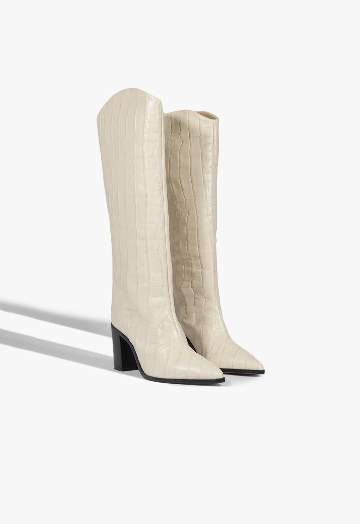 Schutz Maryana Block Crocodile-Embossed Leather Boot