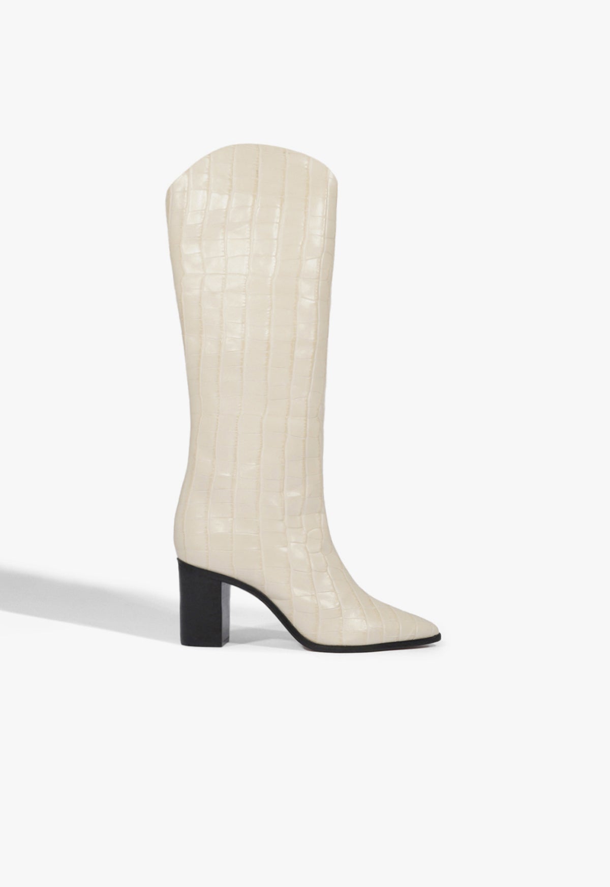 schutz Maryana Block Crocodile-Embossed Leather Boot