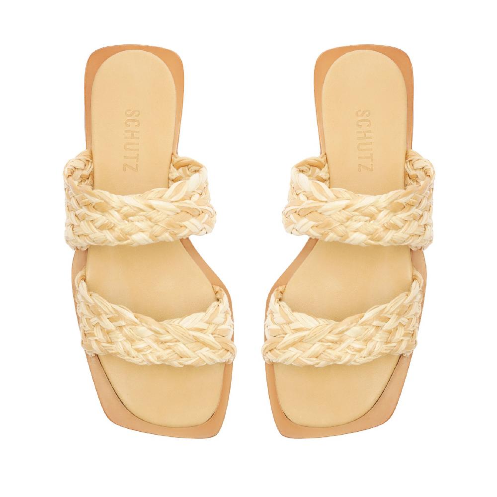 Schutz Amani Straw Flat Sandal