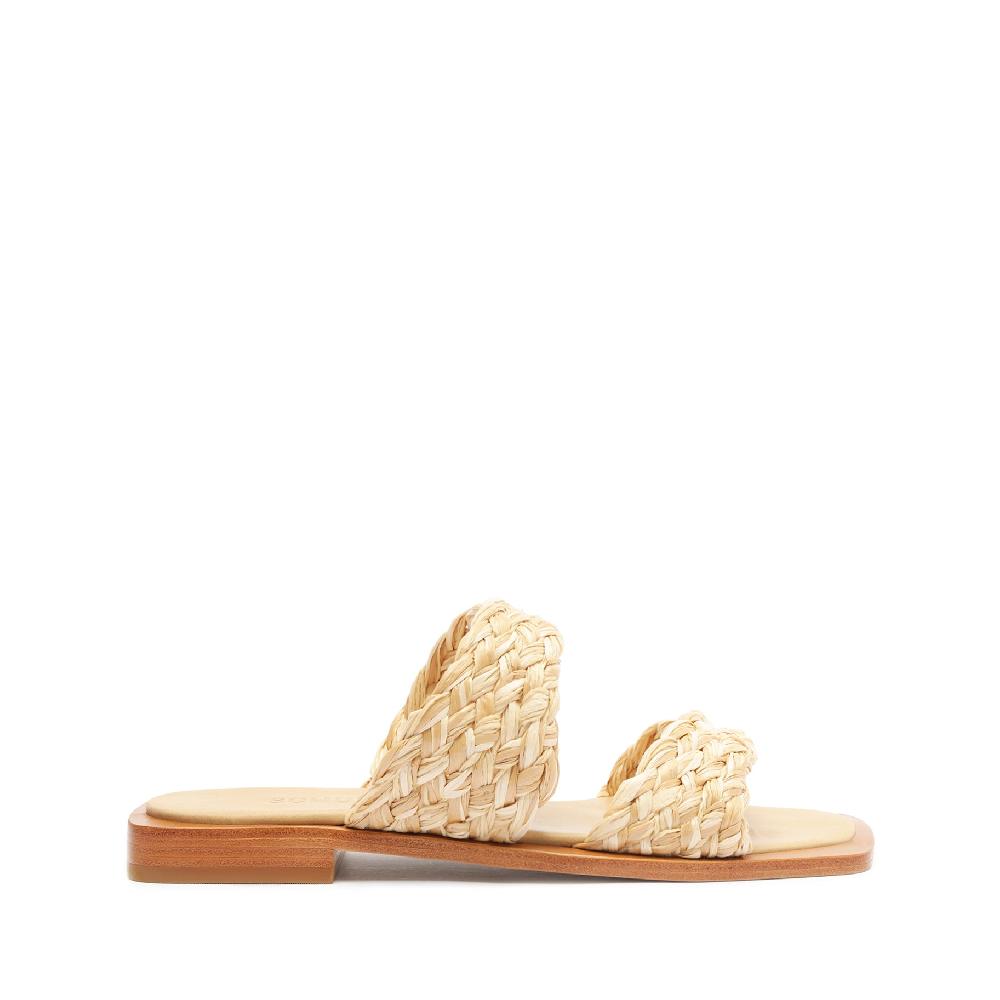 schutz Amani Straw Flat Sandal