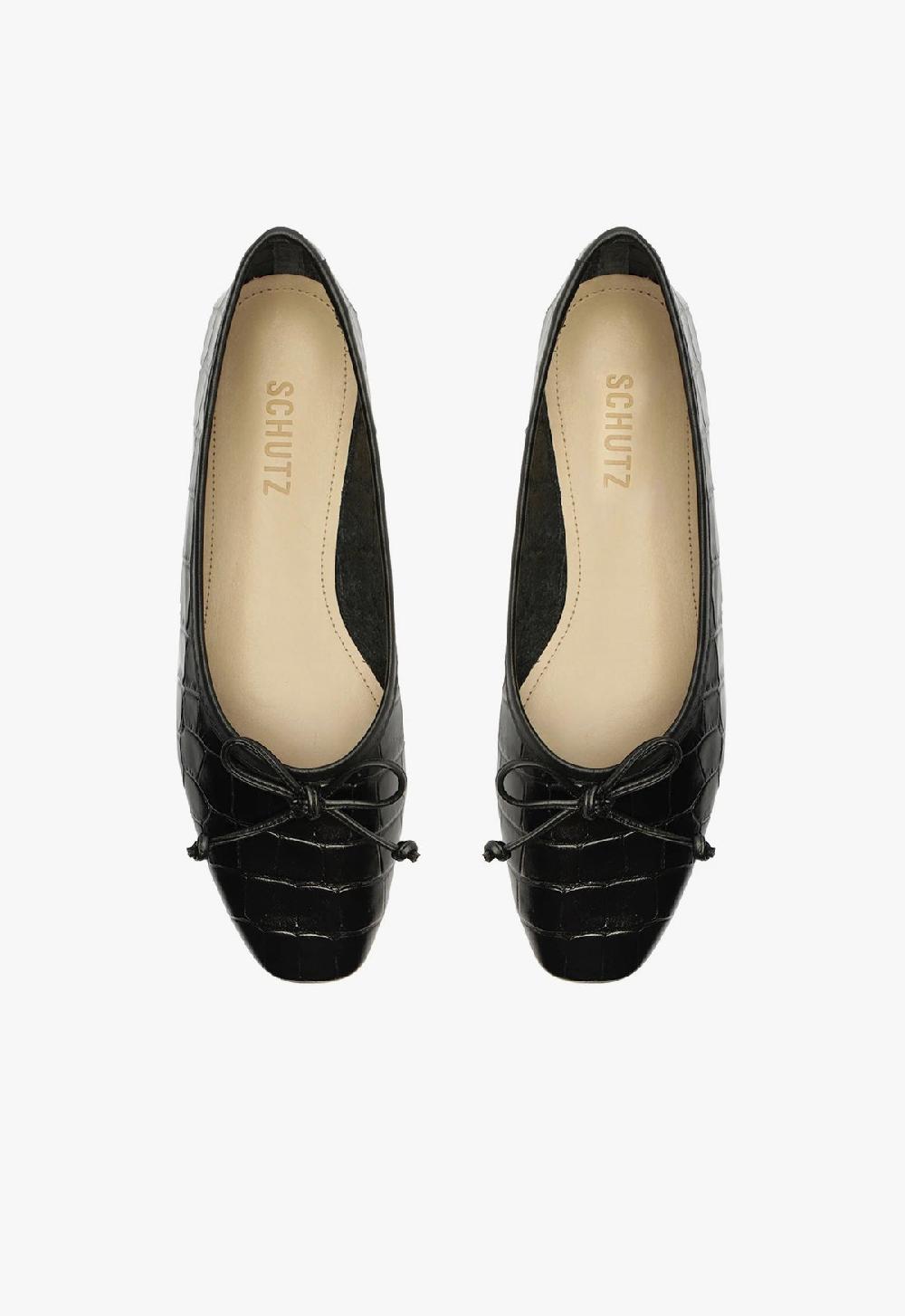Schutz Arissa Black Leather Ballet Flat