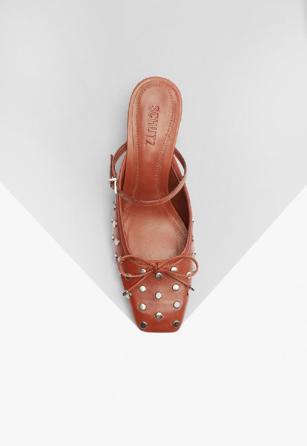 Schutz Arissa Block Mule Studs Leather Pump