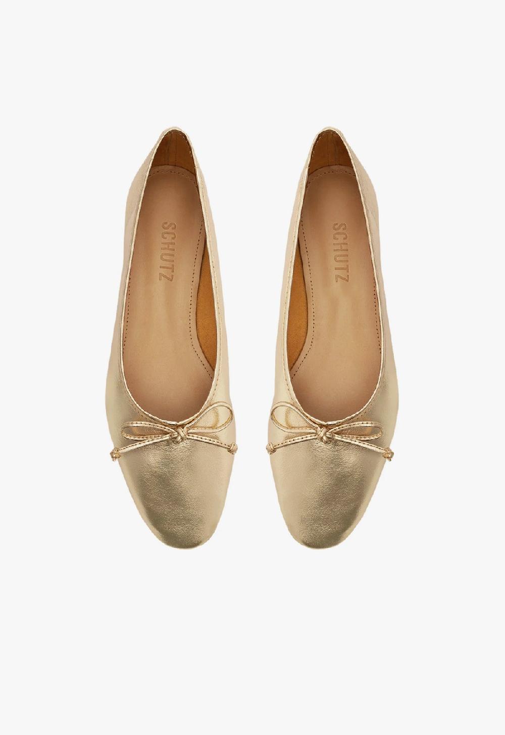 Schutz Arissa Gold Leather Ballet Flat