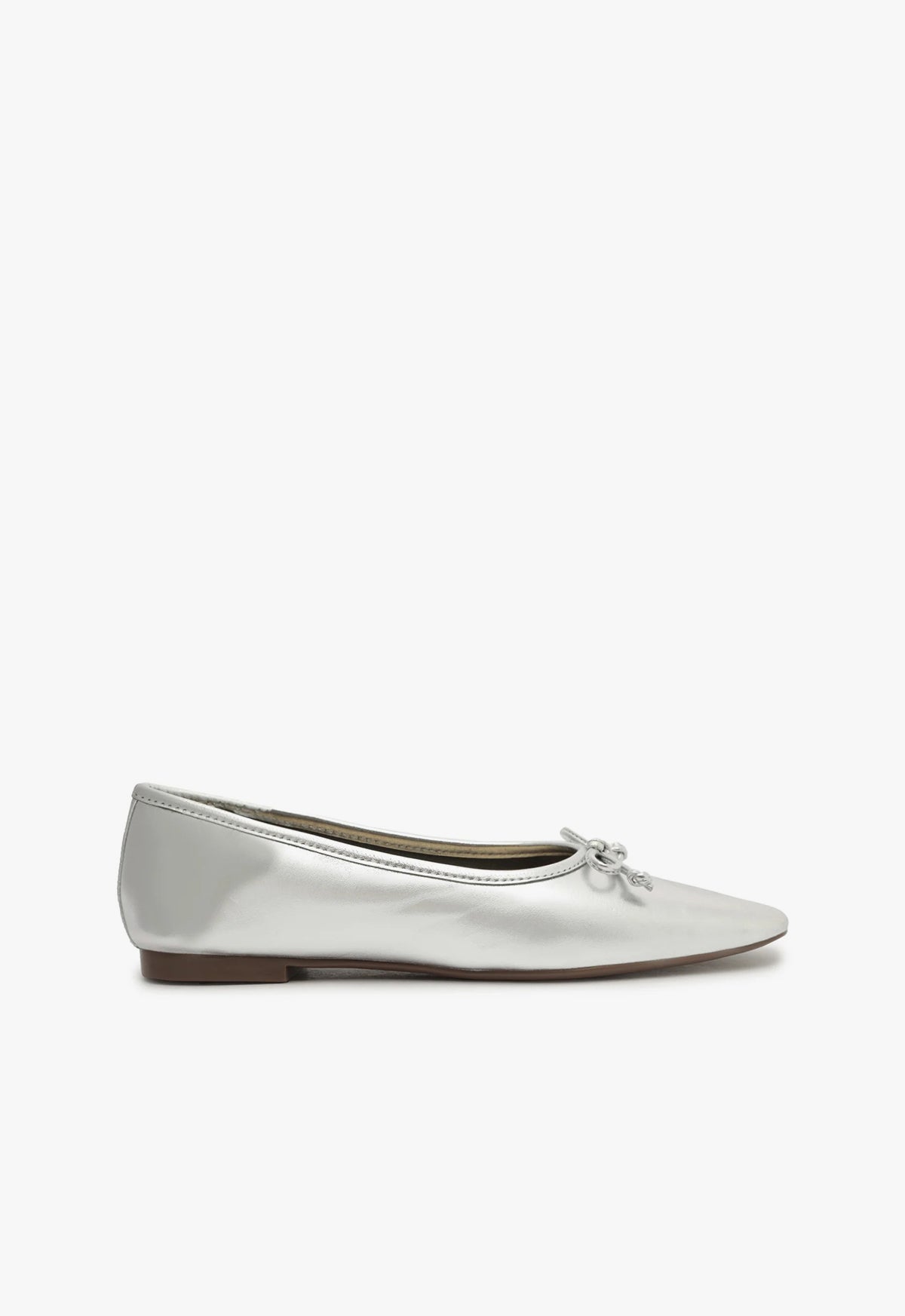 schutz Arissa Silver Leather Ballet Flat