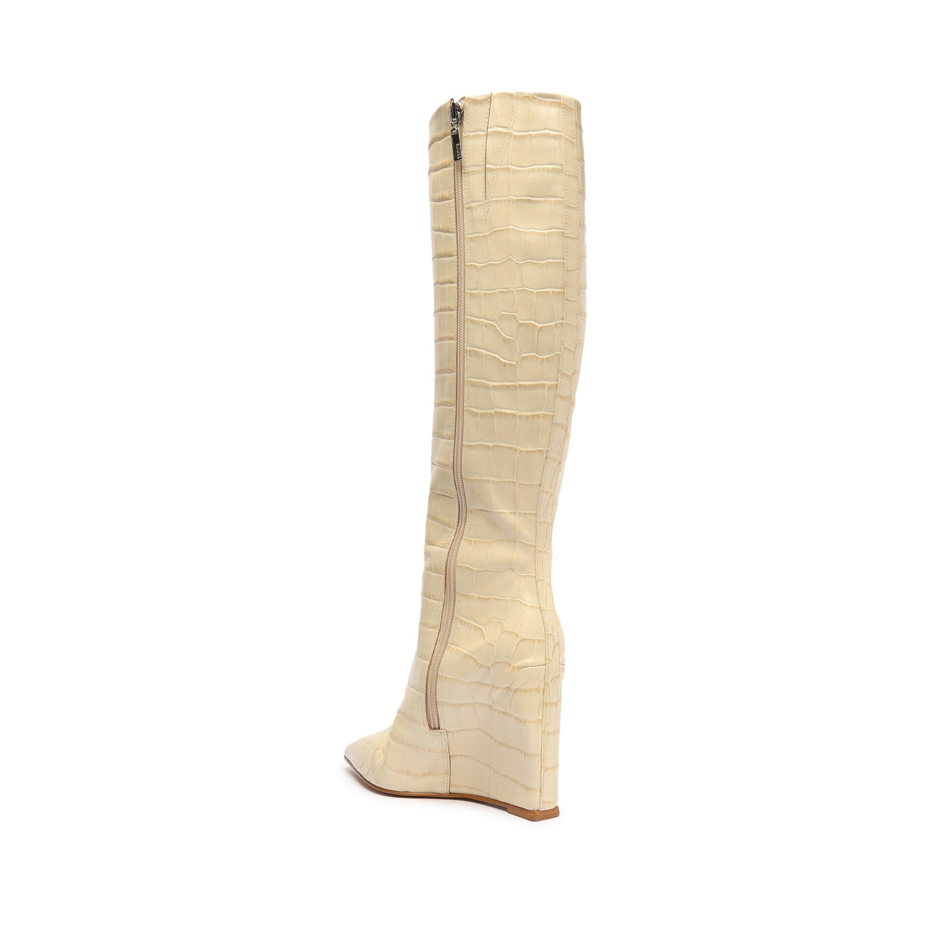 Schutz Asya Up Crocodile-Embossed Leather Boot