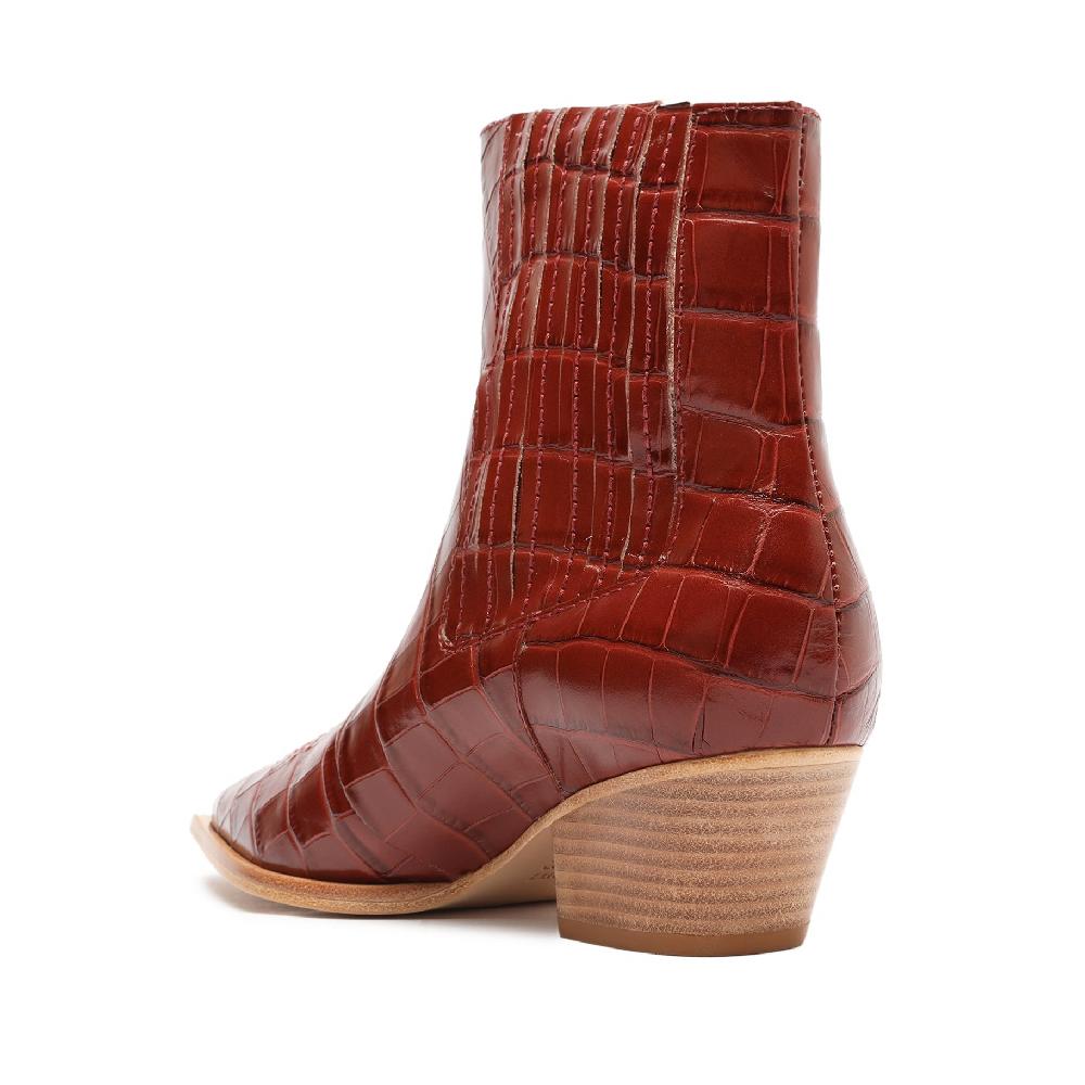 Schutz Briani Crocodile Embossed Leather Bootie