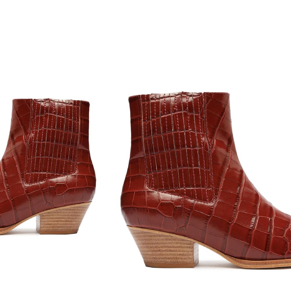 Schutz Briani Crocodile Embossed Leather Bootie