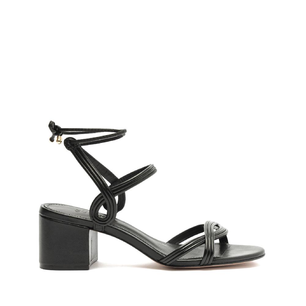 schutz Brynn Mid Block Leather Sandal