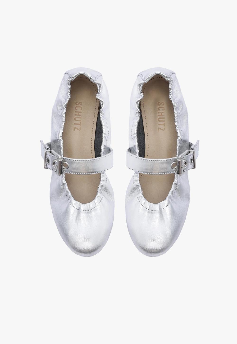 Schutz Calita Metallic Leather Flat