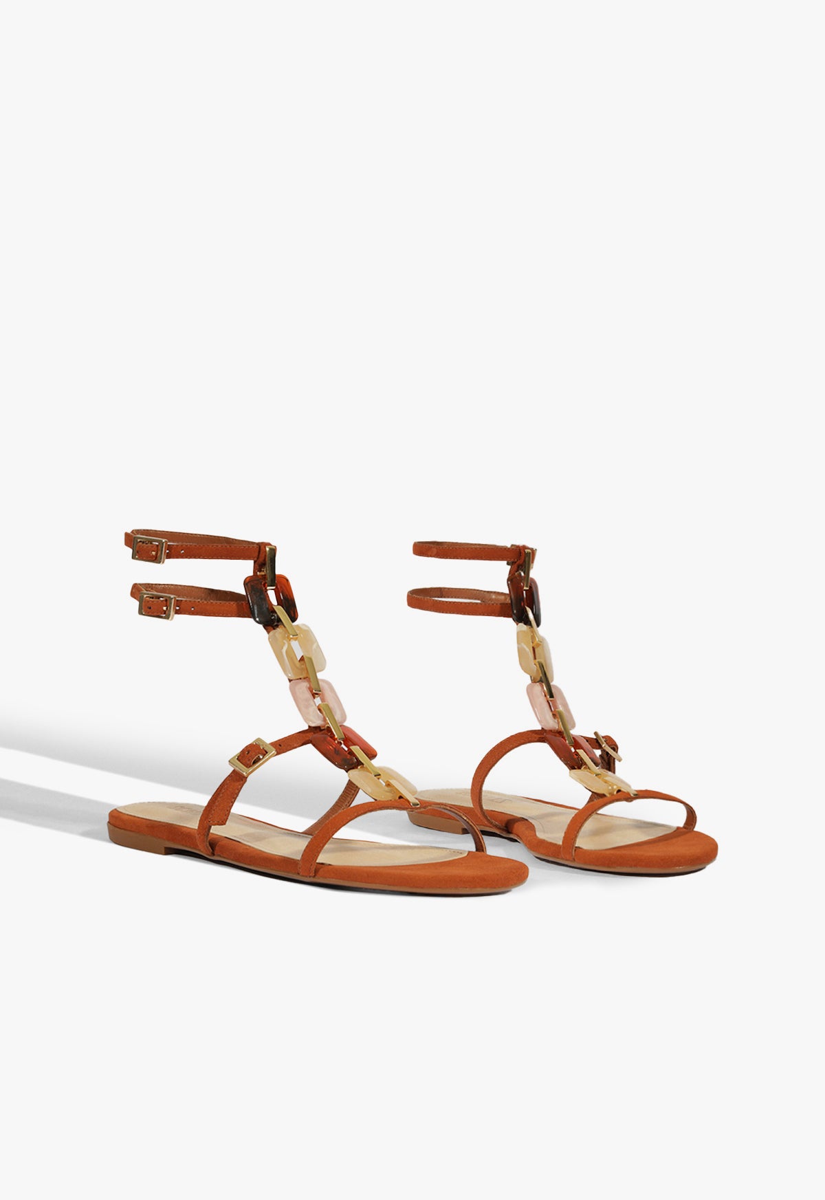 Schutz Cassandra Brown Suede Flat Sandal