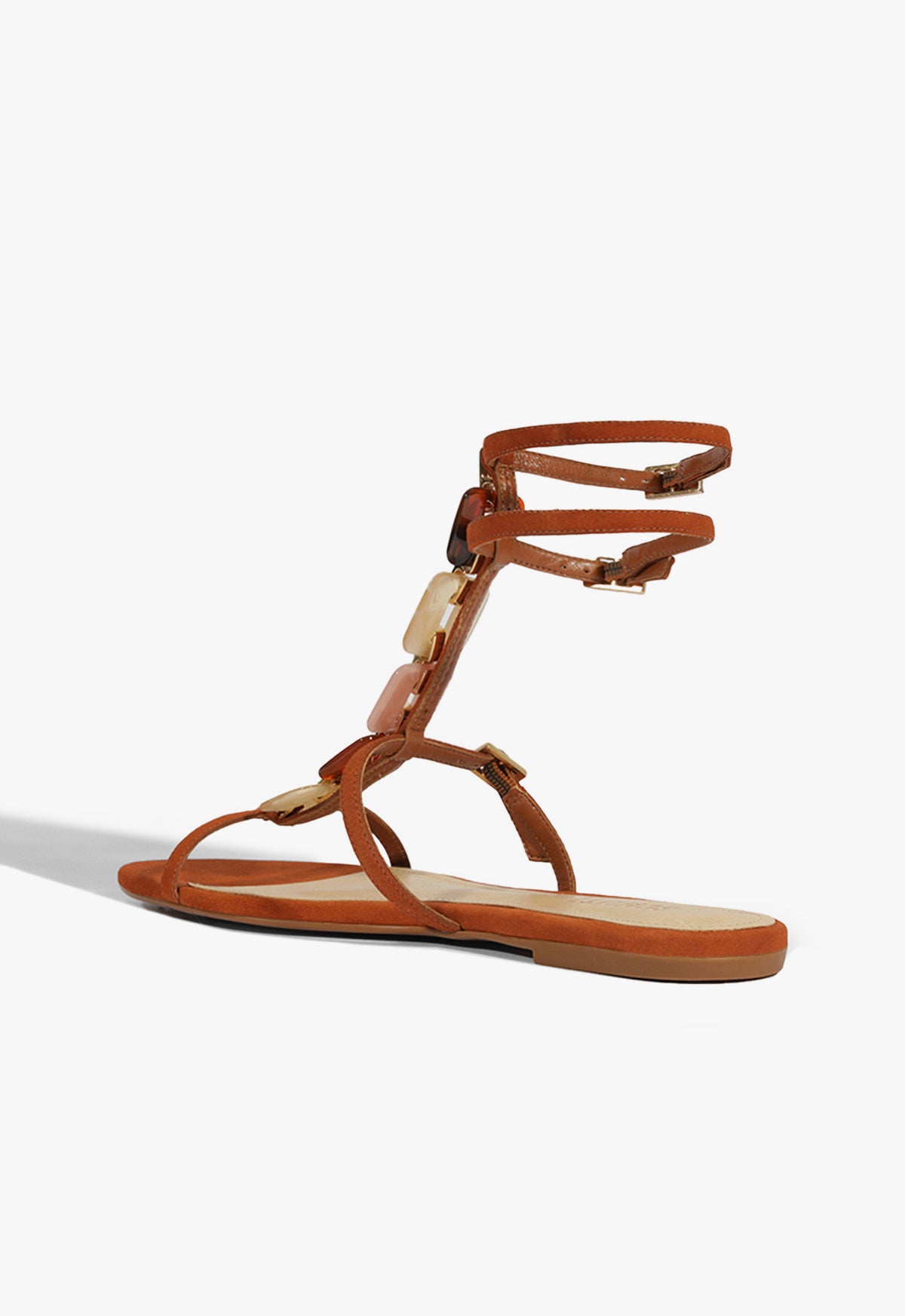 Schutz Cassandra Brown Suede Flat Sandal