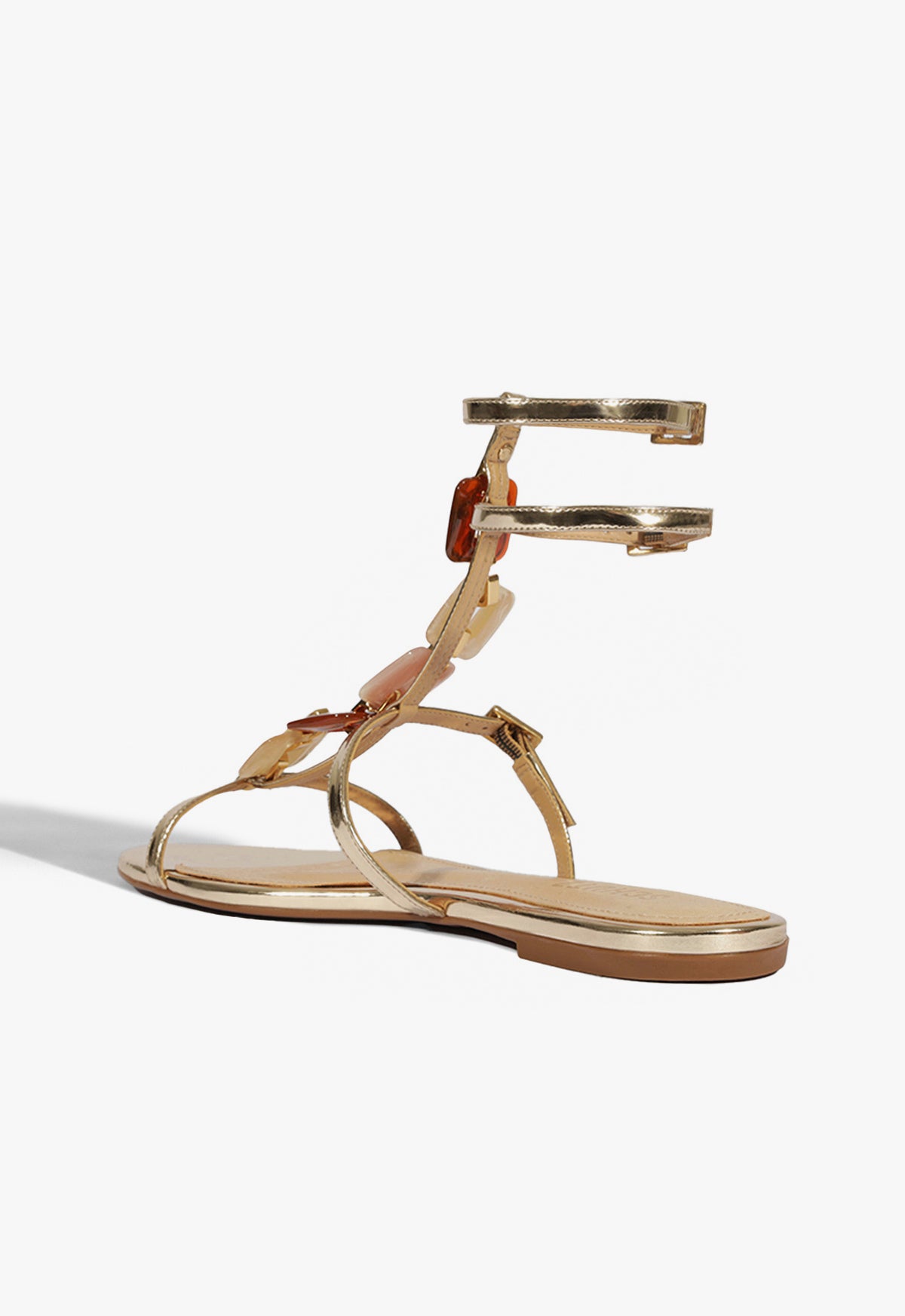 Schutz Cassandra Gold Leather Flat Sandal