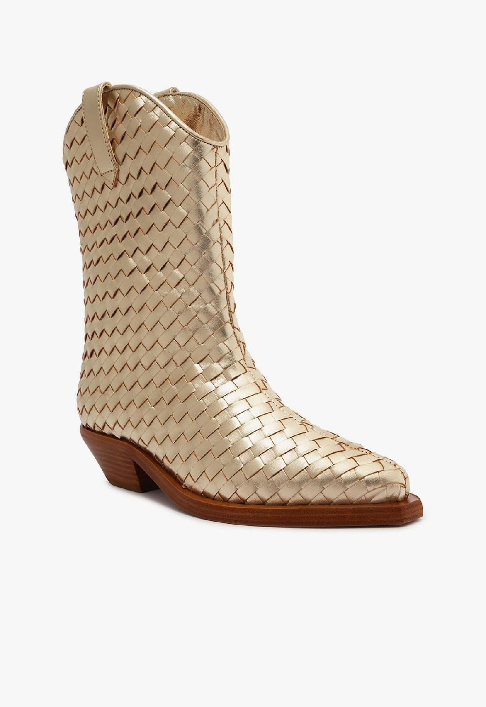 Schutz Cicera Woven Metallic Leather Bootie