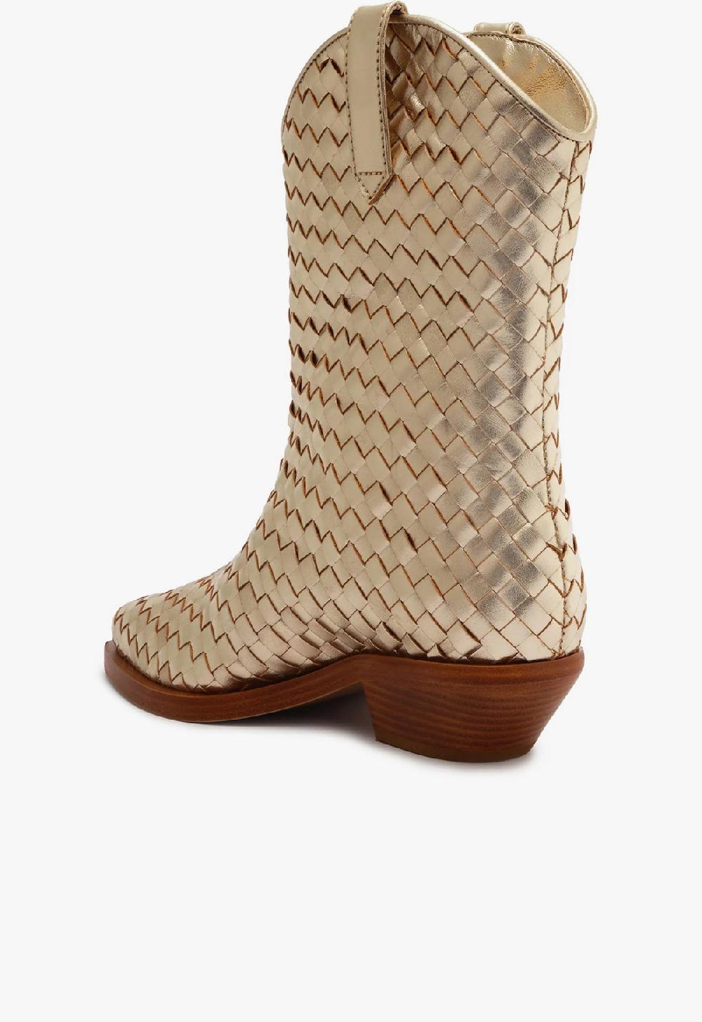 Schutz Cicera Woven Metallic Leather Bootie