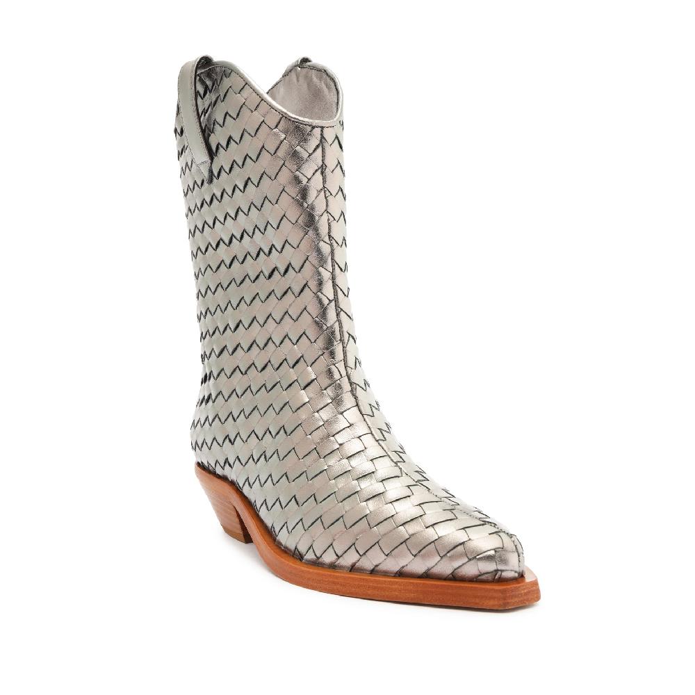 Schutz Cicera Woven Metallic Leather Bootie