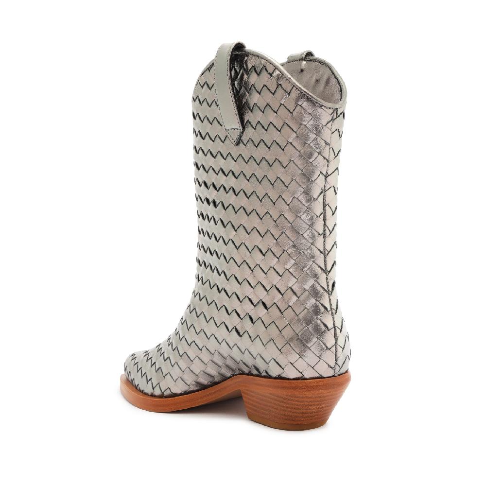 Schutz Cicera Woven Metallic Leather Bootie