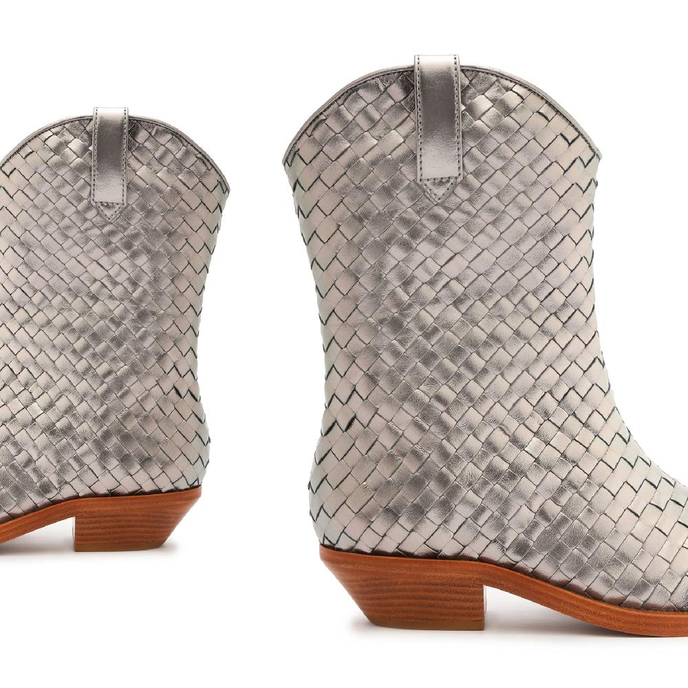 Schutz Cicera Woven Metallic Leather Bootie