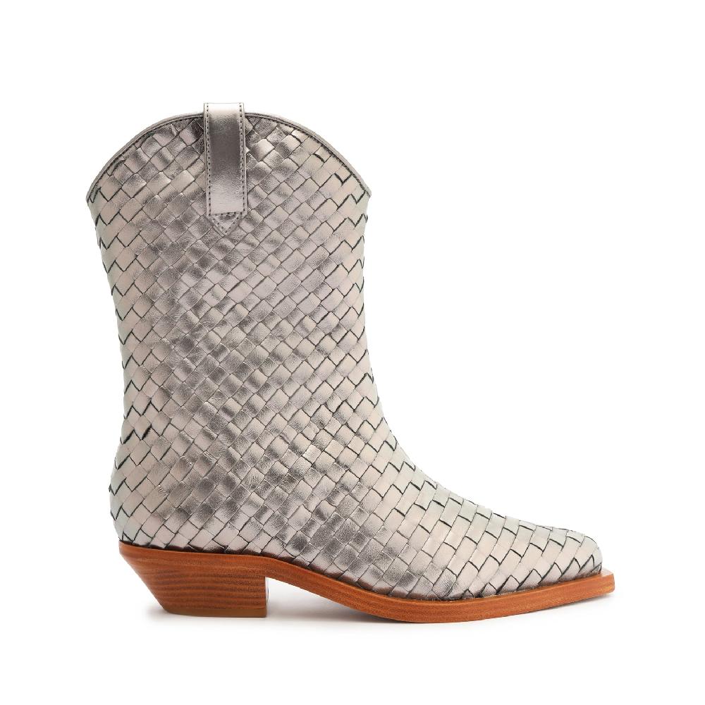 schutz Cicera Woven Metallic Leather Bootie