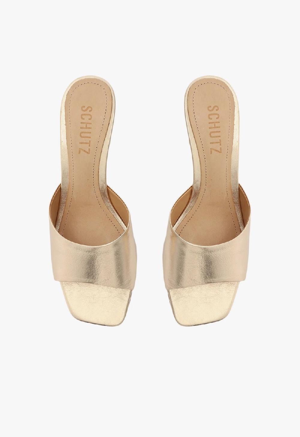 Schutz Dethalia Metallic Leather Sandal