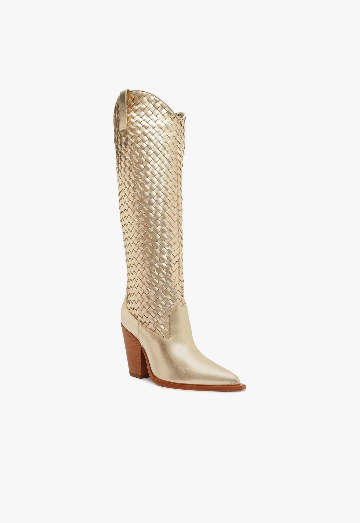 Schutz Ella Woven Metallic Leather Boot