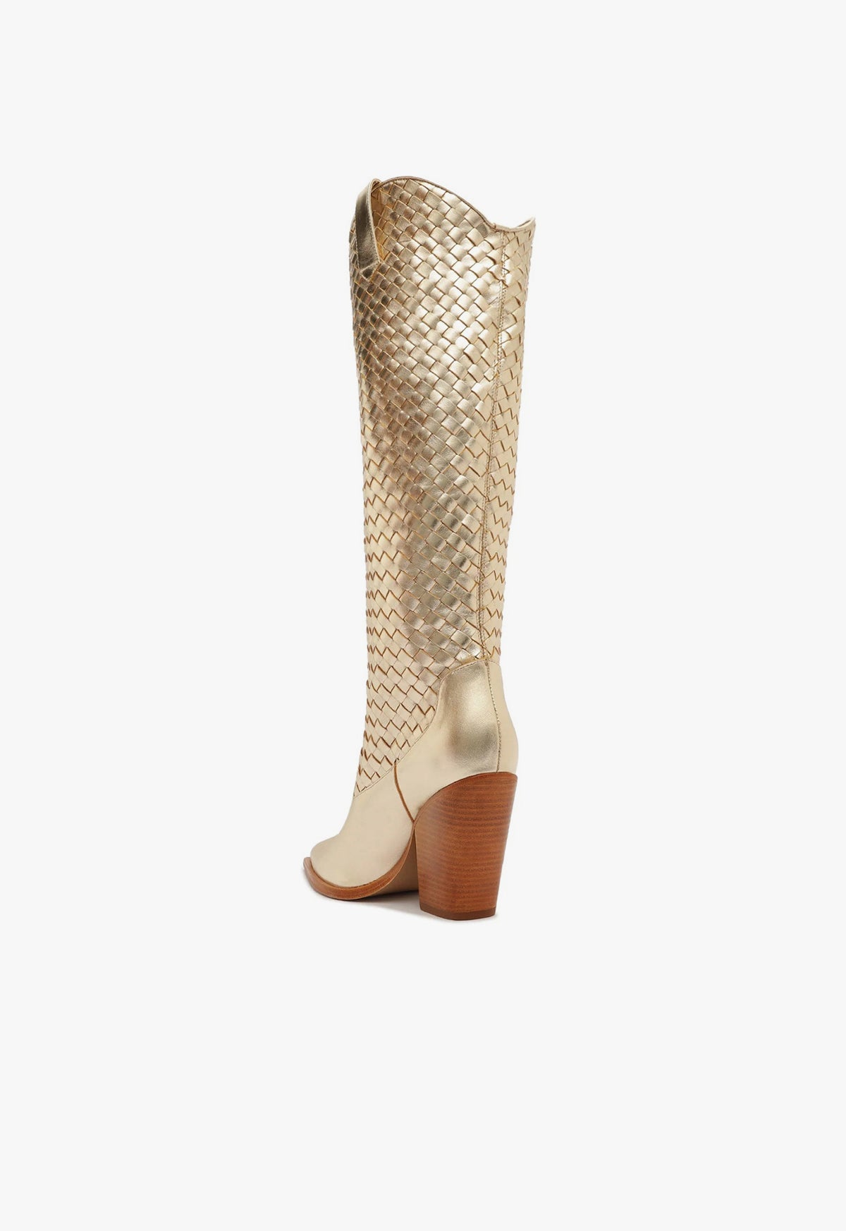 Schutz Ella Woven Metallic Leather Boot
