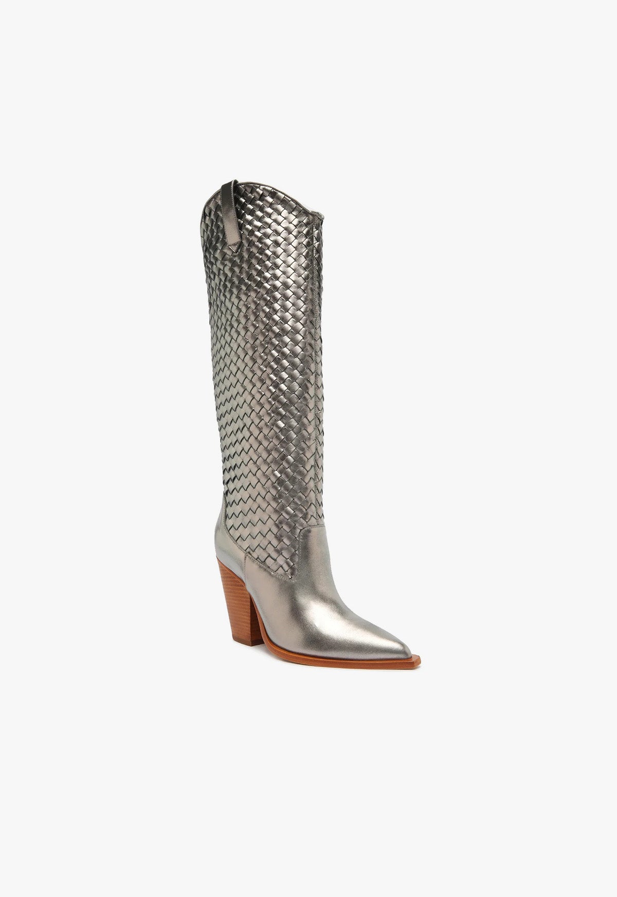 Schutz Ella Woven Metallic Leather Boot