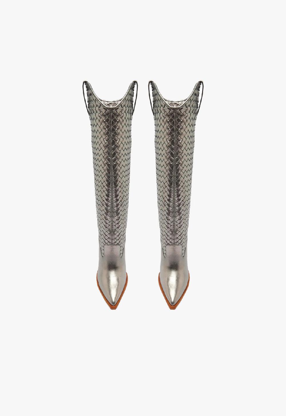 Schutz Ella Woven Metallic Leather Boot