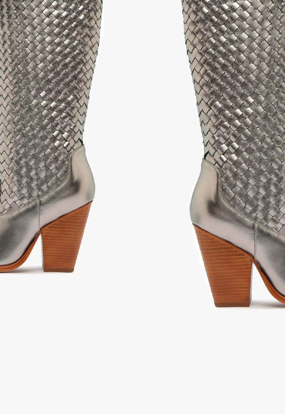 Schutz Ella Woven Metallic Leather Boot