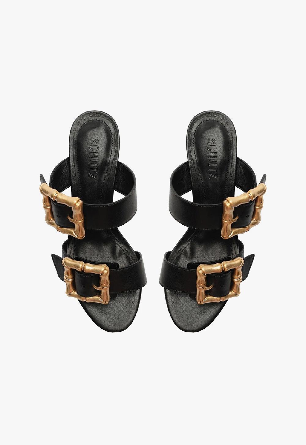 Schutz Enola Mid Block Leather Sandal
