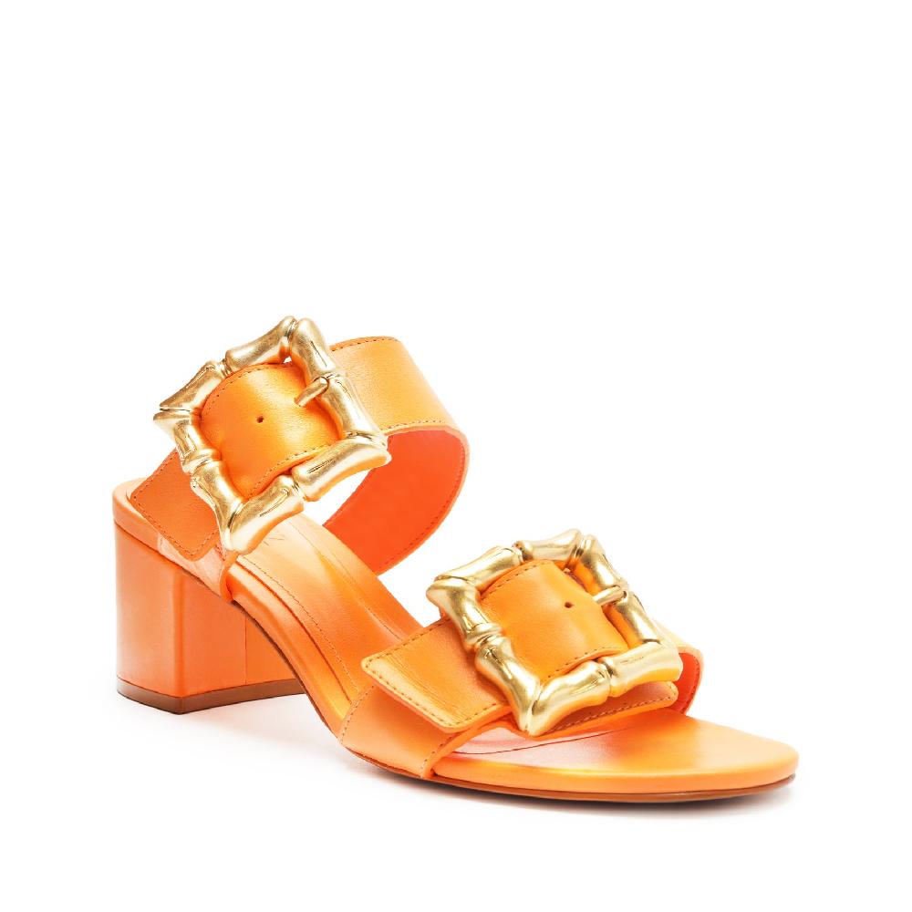 Schutz Enola Mid Block Leather Sandal