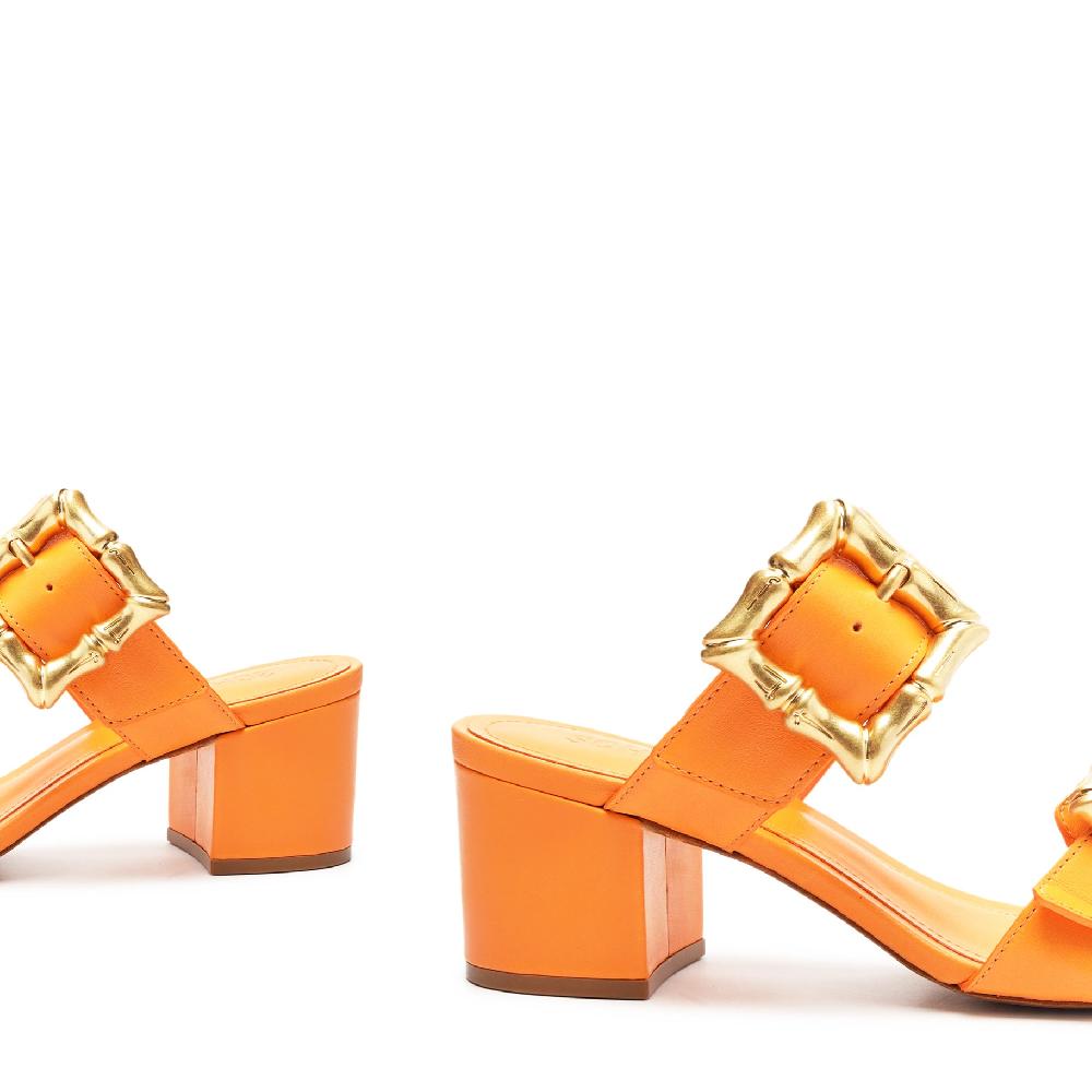 Schutz Enola Mid Block Leather Sandal