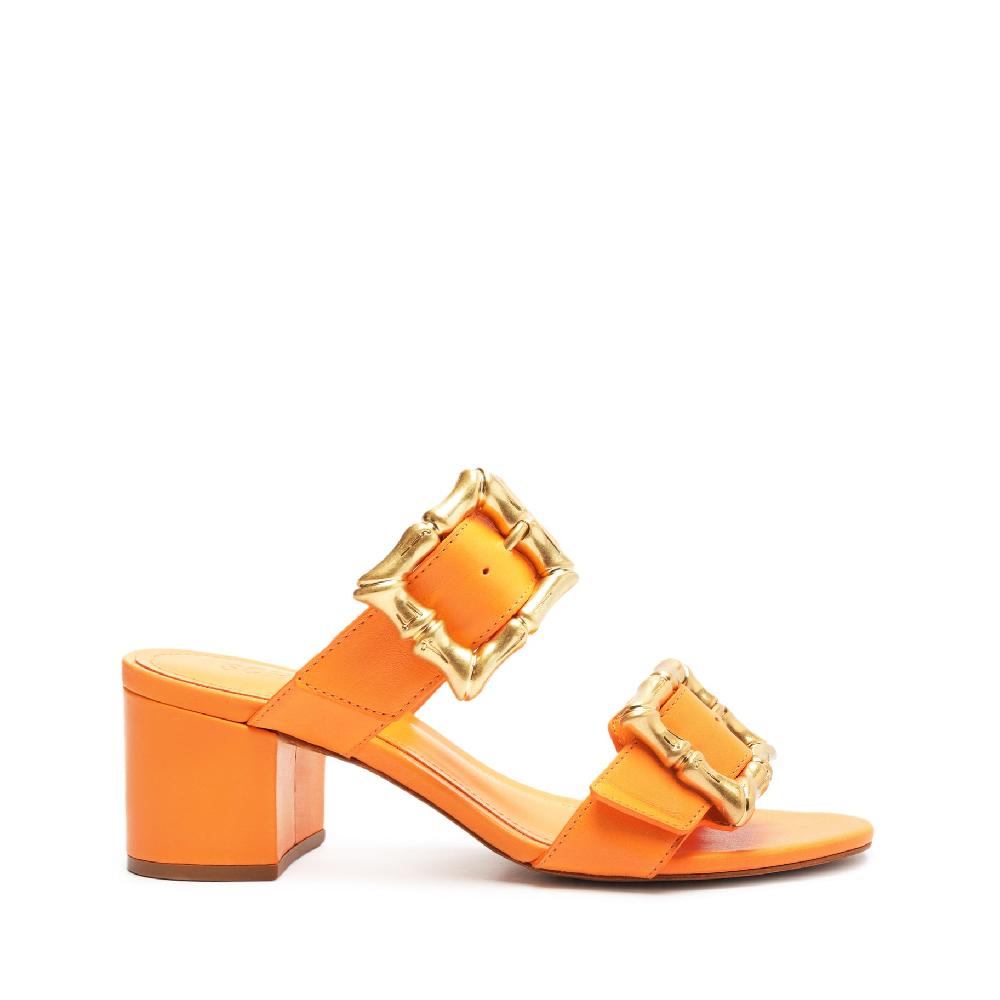 schutz Enola Mid Block Leather Sandal