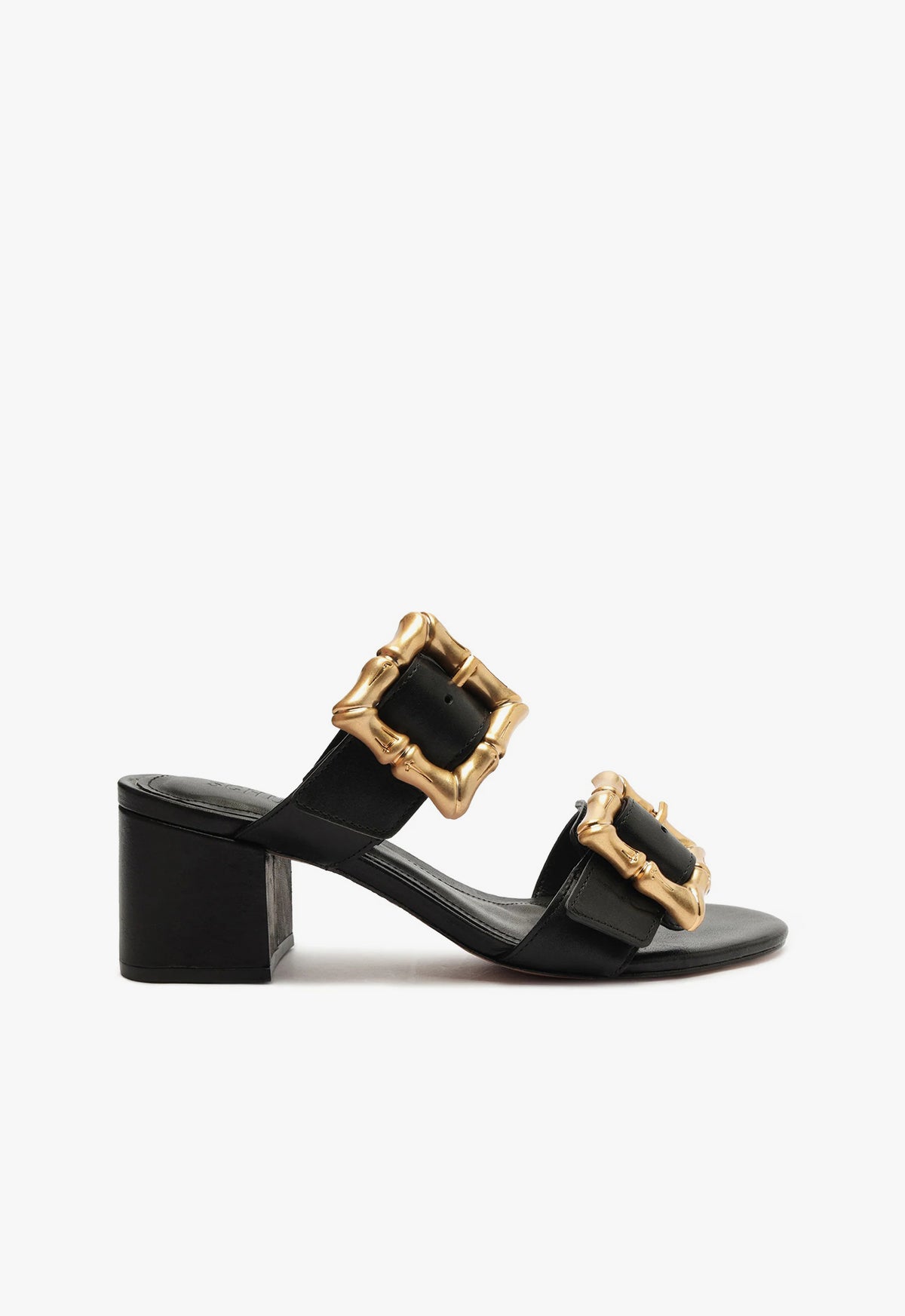 schutz Enola Mid Block Leather Sandal