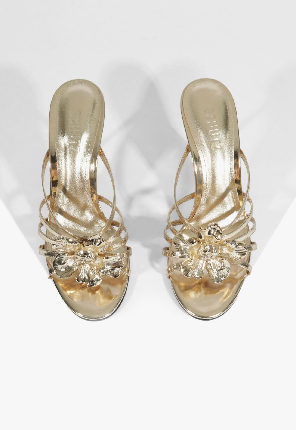 Schutz Flora Mule Metallic Sandal