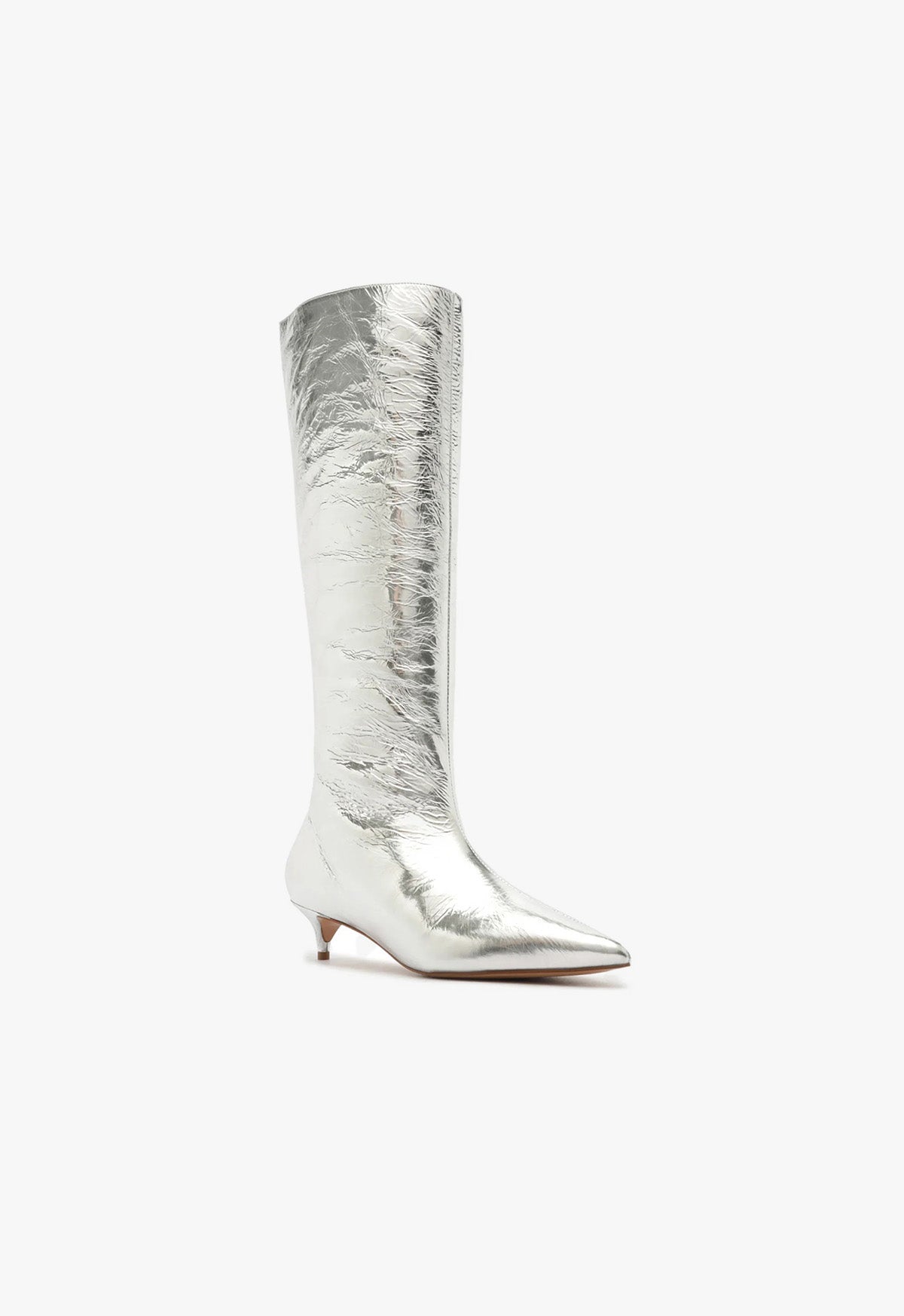Schutz Gail Up Smashed Metallic Leather Boot