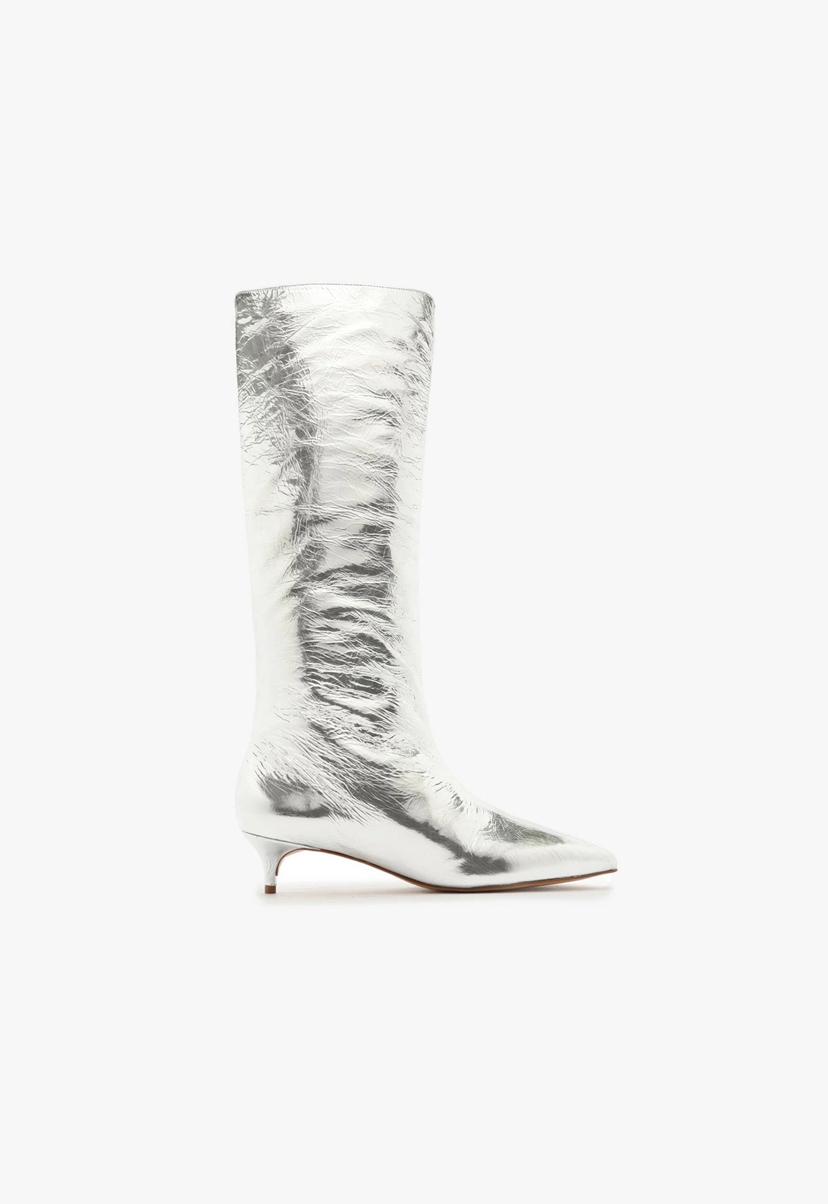 schutz Gail Up Smashed Metallic Leather Boot