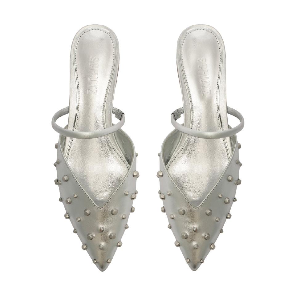 Schutz Gayle Metallic Leather Flat