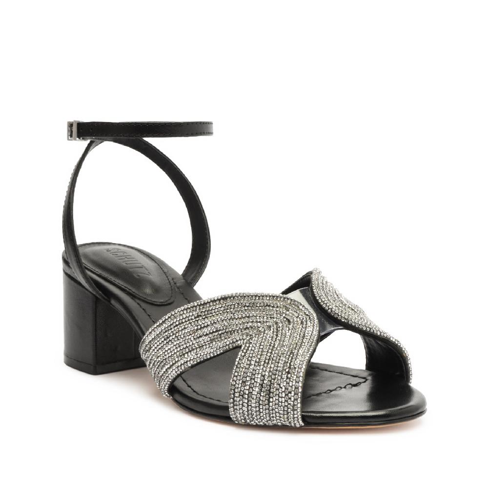 Schutz Hattie Mid Block Leather Sandal