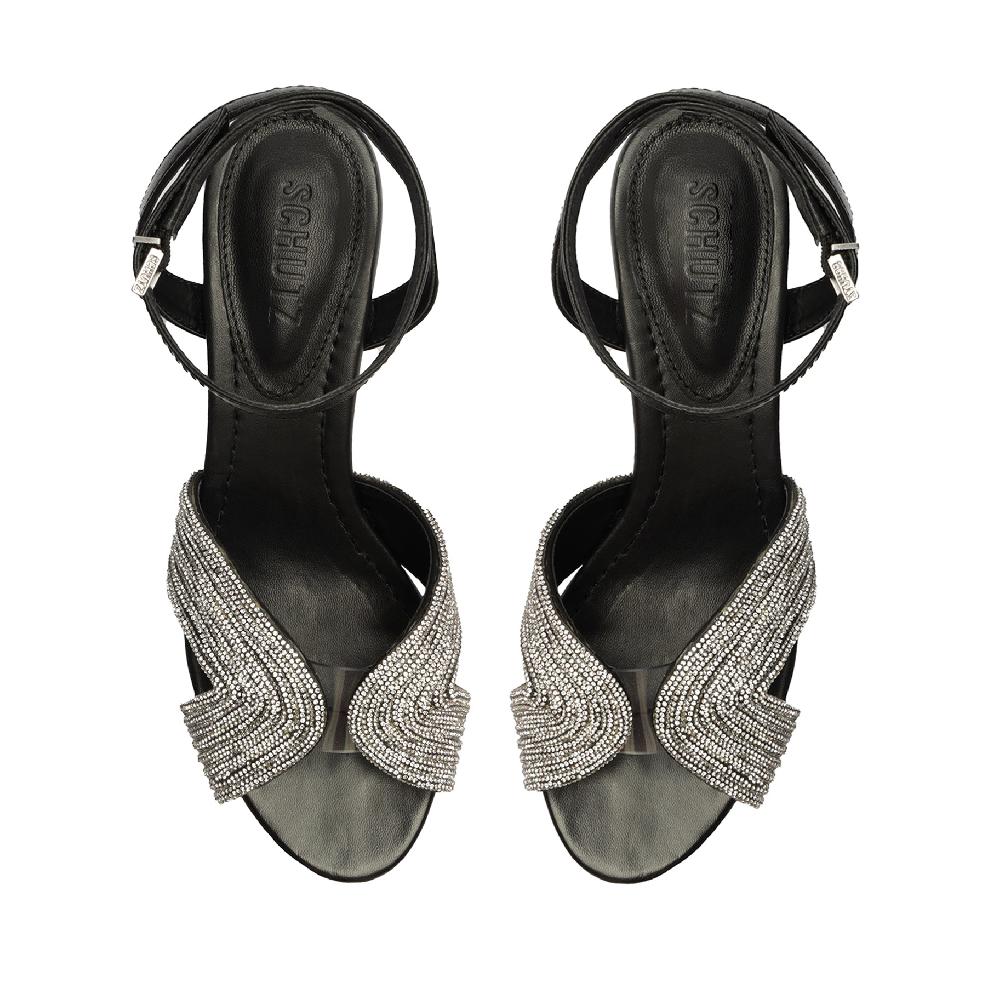 Schutz Hattie Mid Block Leather Sandal