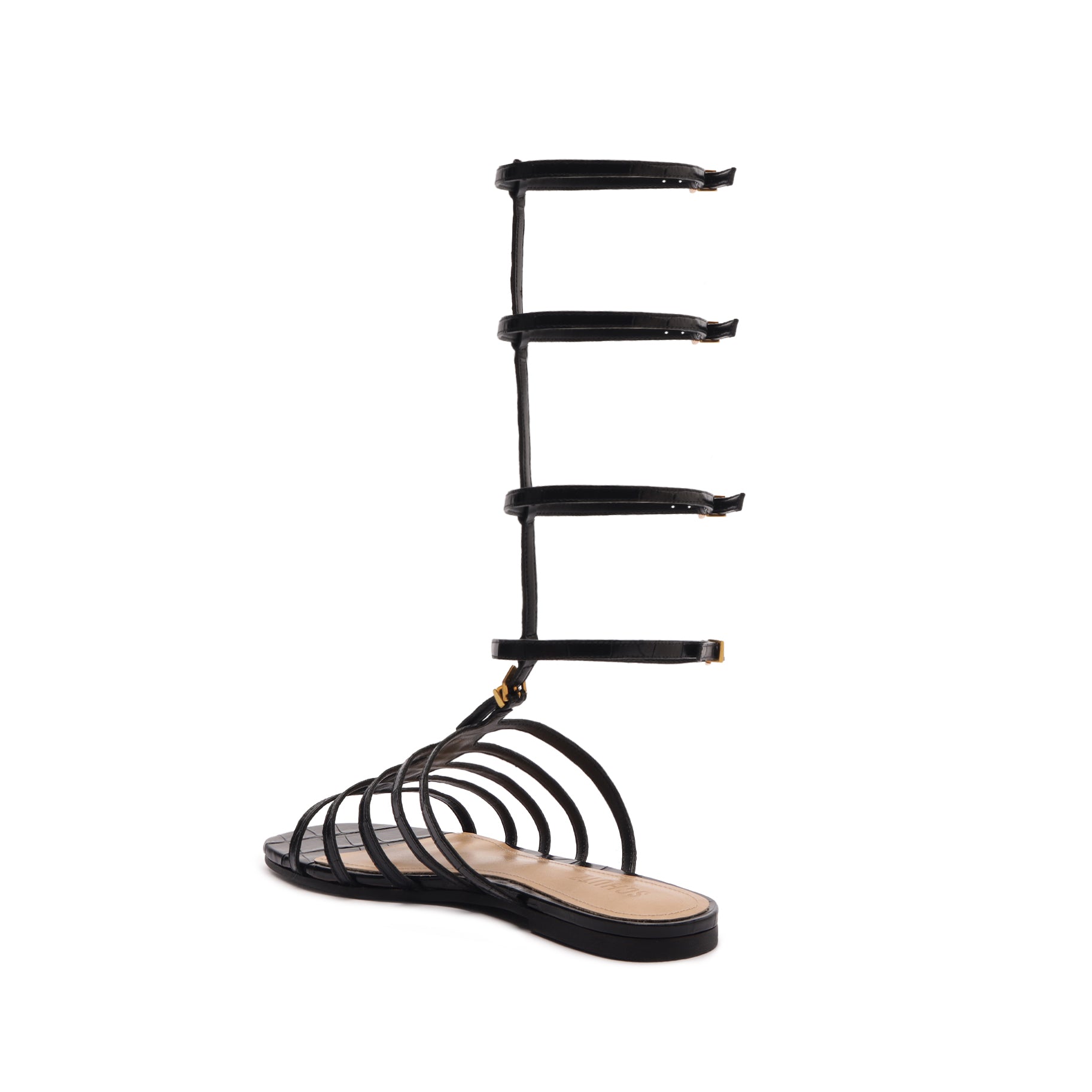 Schutz Hayden Crocodile-Embossed Leather Sandal
